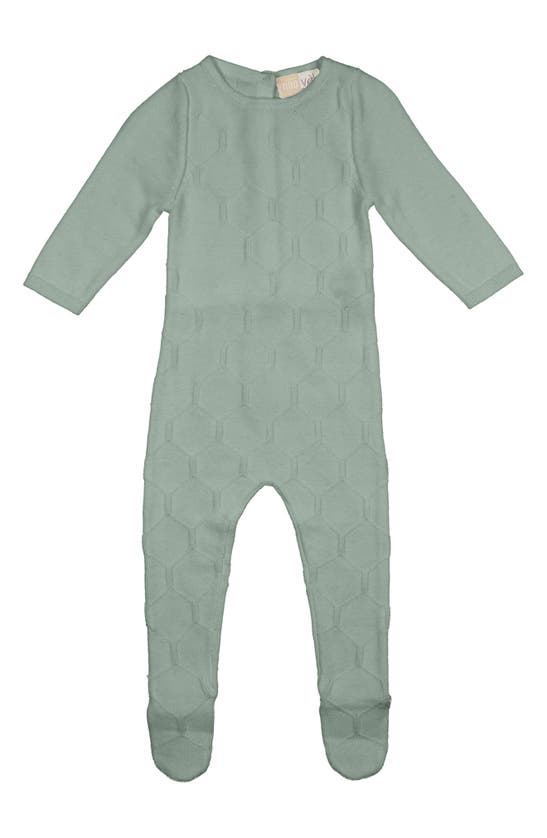 Maniere Honeycomb Cotton Footie In Sage