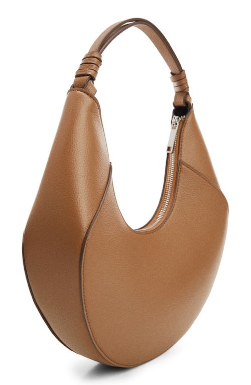 Shop Mango Faux Leather Hobo Bag In Medium Brown