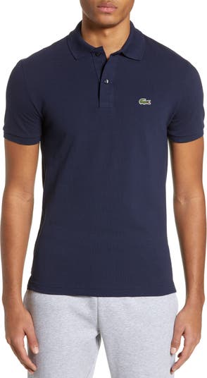 Lacoste Live Pique Polo Large Croc Logo Slim Fit in Red
