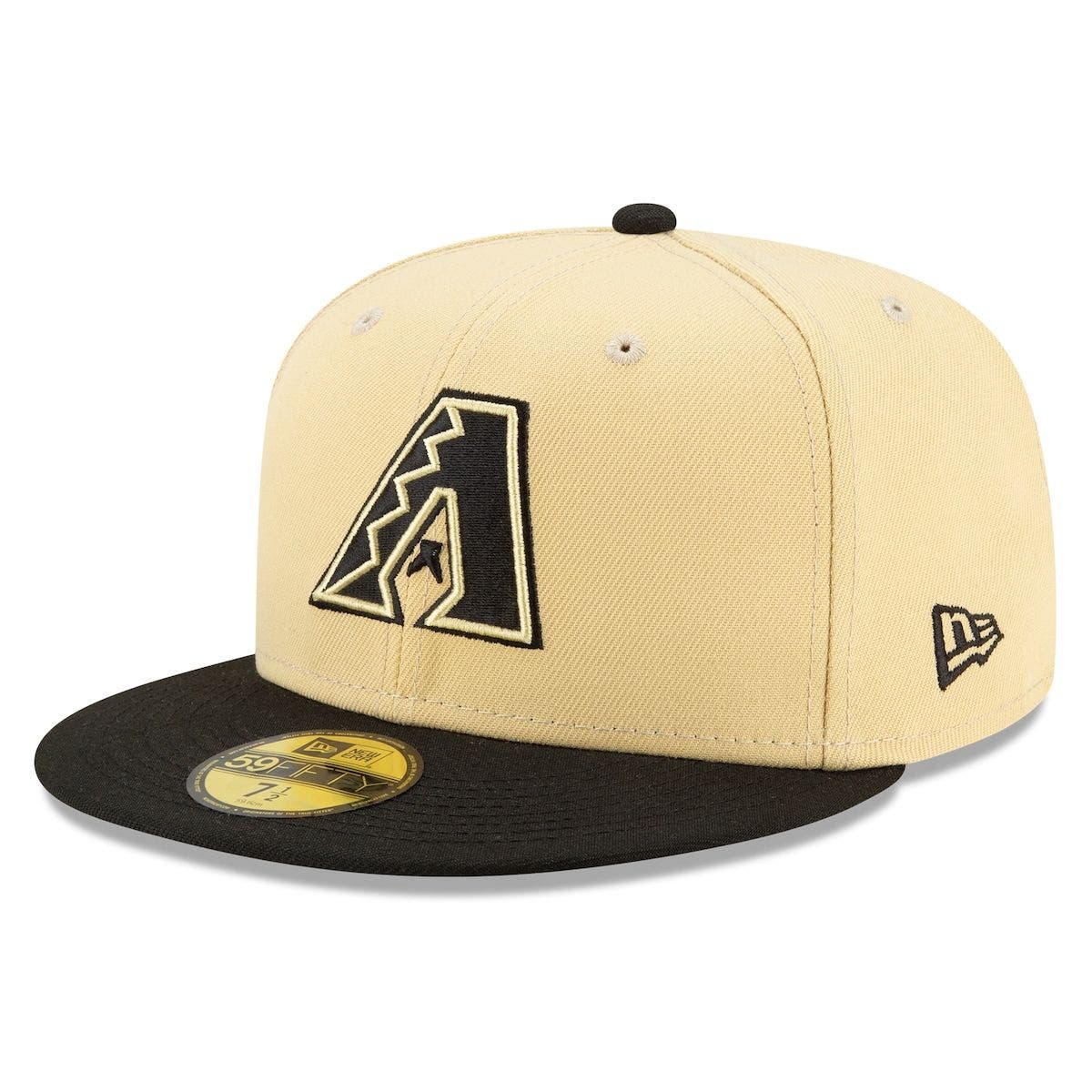 gold and black fitted hat