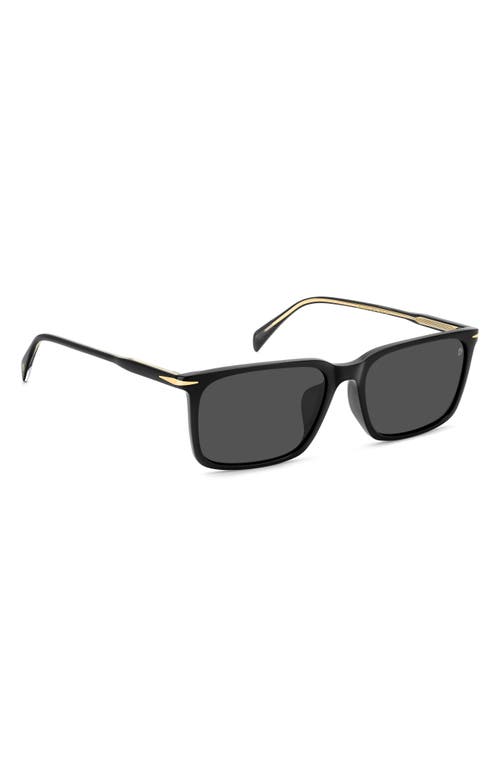 David Beckham Eyewear 58mm Rectangular Sunglasses In Black/grey