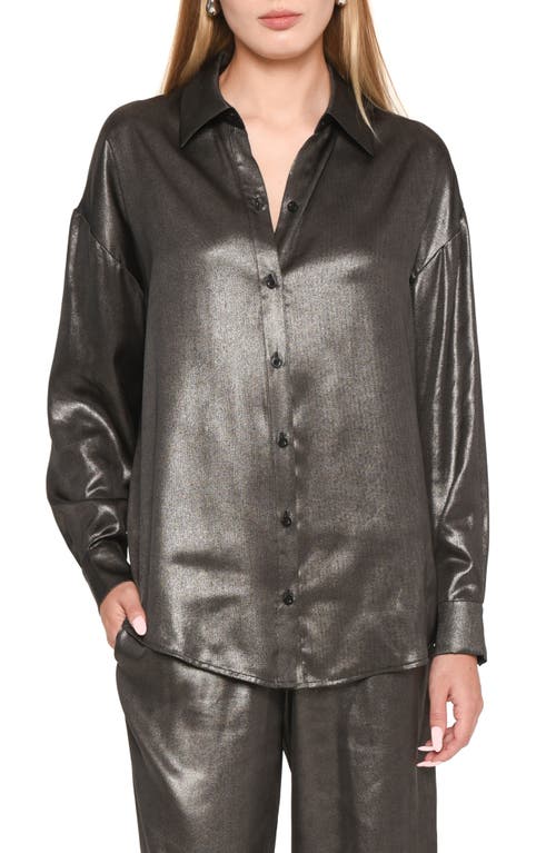 WAYF x Jourdan Sloane Ariana Metallic Button-Up Shirt in Gunmetal at Nordstrom, Size X-Small