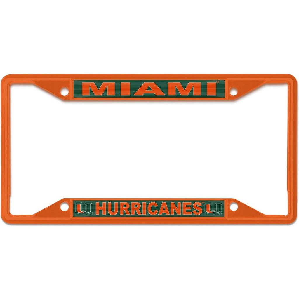 Wincraft Miami Hurricanes Chrome Color License Plate Frame In Orange