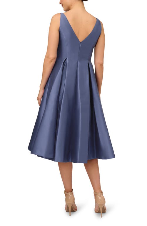 Shop Adrianna Papell Sleeveless Mikado Fit & Flare Midi Dress In Blue Frost