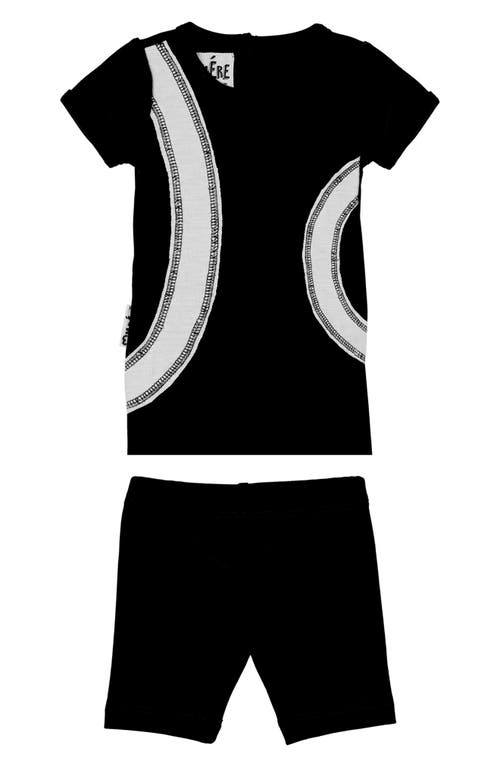 Maniere Manière Arc Patch Stretch Cotton Top & Shorts Set In Black