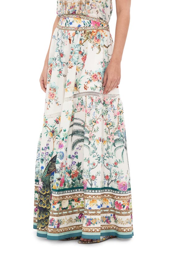 Shop Camilla Print Cotton Maxi Skirt In Plumes And Parterres