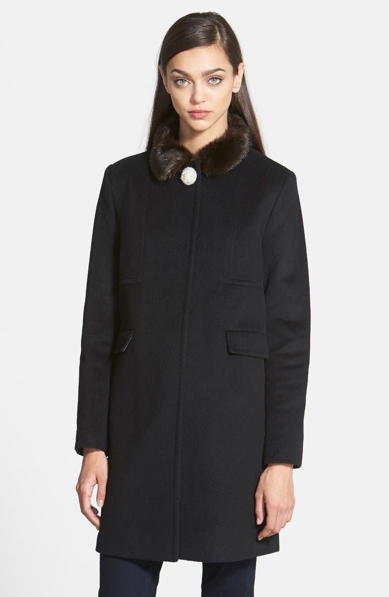 Eliza J Wool Blend Coat with Faux Fur Collar | Nordstrom