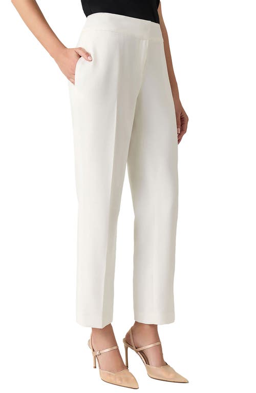 Shop Kasper Hidden Fly Front Taffeta Pants In Vanilla Ice