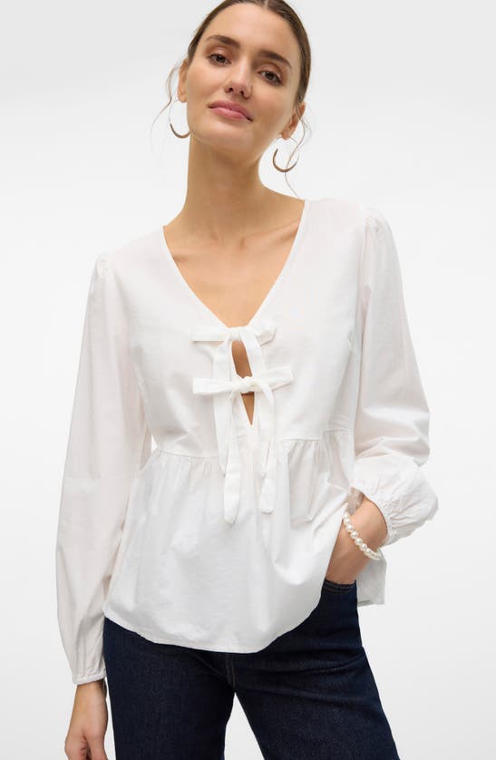 Shop Vero Moda Gili Peplum Shirt In Bright White