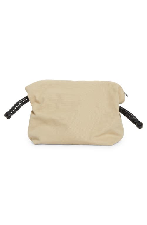 Shop Kassl Contrast Trim Canvas Pouch Clutch In Beige/oil Black 0170