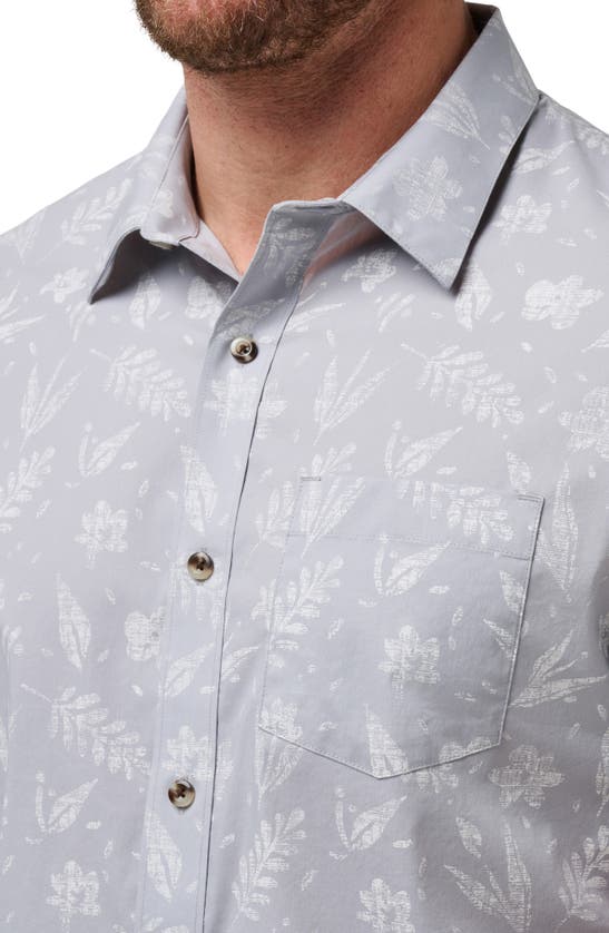 Shop Travismathew West Nowhere Floral Short Sleeve Stretch Button-up Shirt In Heather Sleet