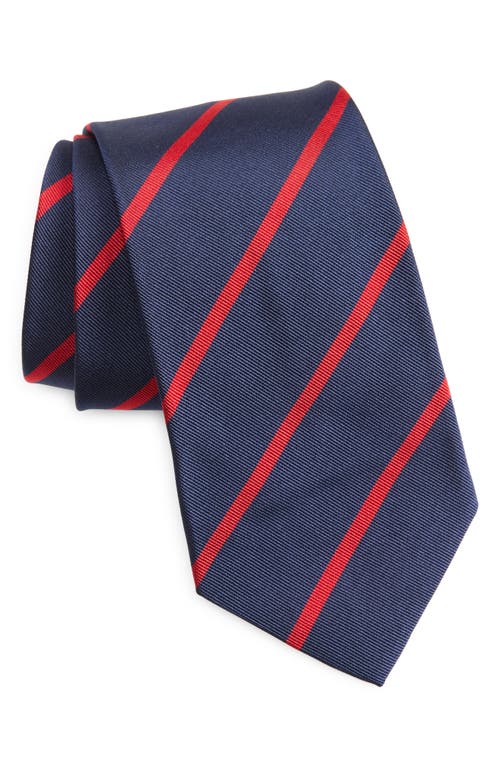 Shop Ralph Lauren Purple Label Super Repp Stripe Silk Tie In Navy/red