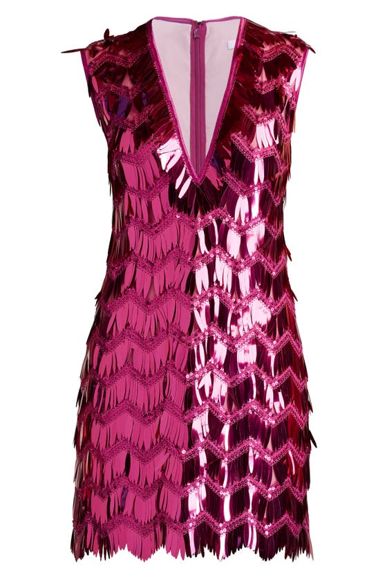 Sho By Tadashi Shoji Fringe Sequin Minidress In Wild Pink