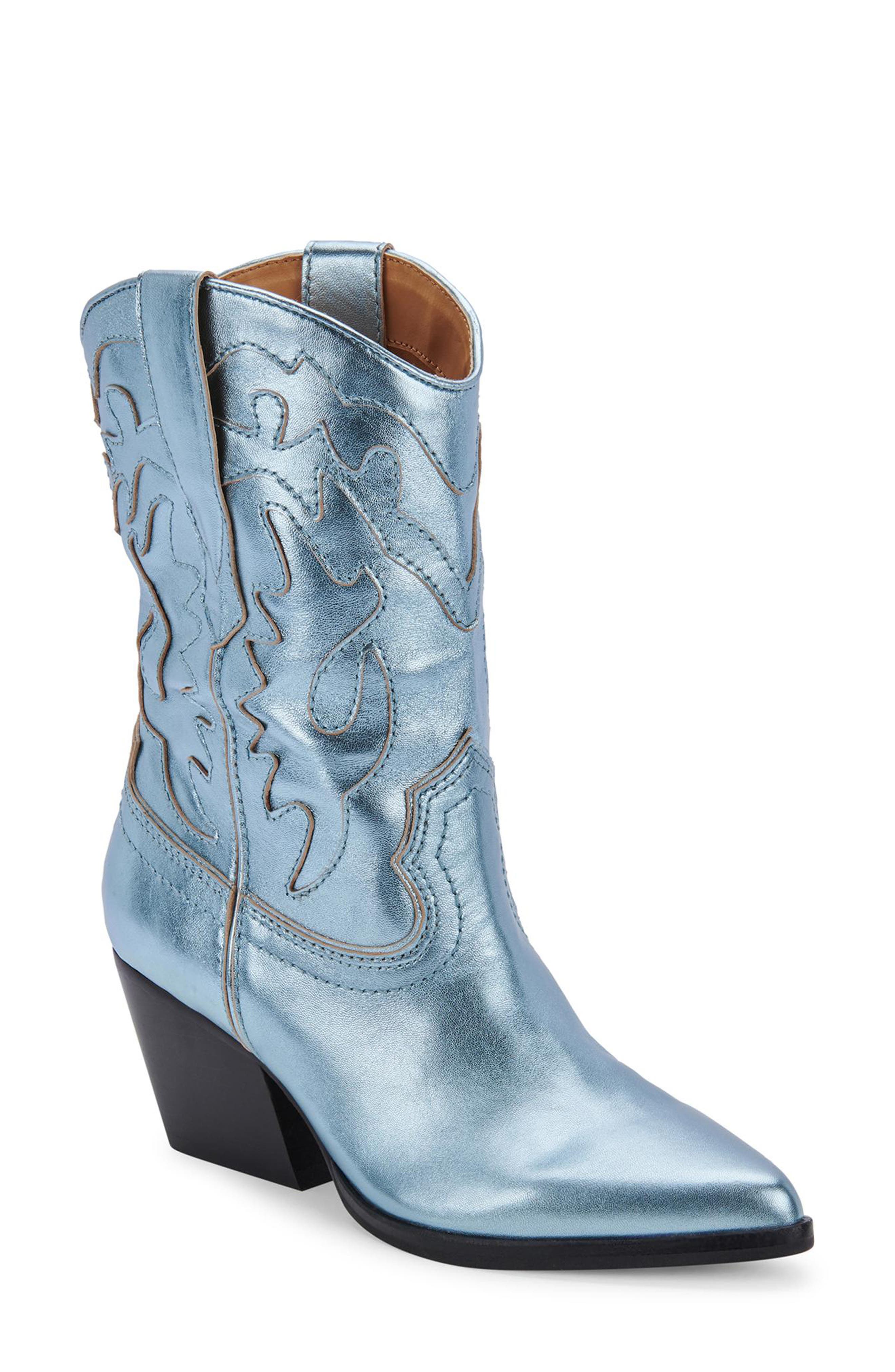 blue leather boots womens