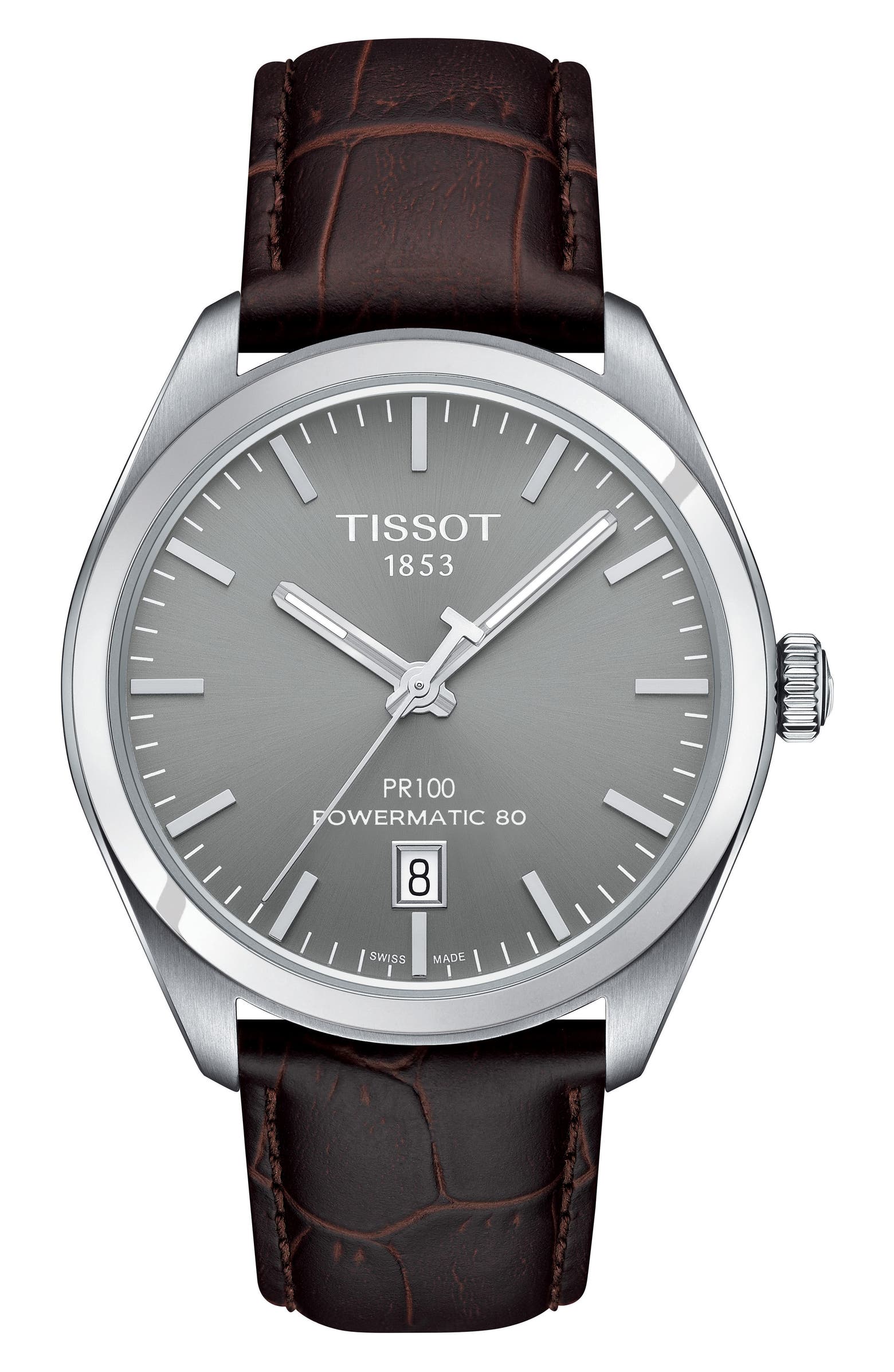 Tissot PR100 Automatic Leather Strap Watch, 39mm | Nordstrom