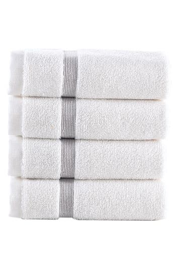 Shop Brooks Brothers Contrast Border 4-piece Towel Set In White/taupe