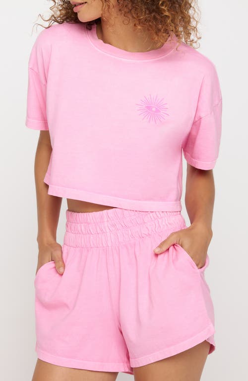 Spiritual Gangster Seeing Eyes Callie Cotton Crop Graphic T-Shirt Neon Rose at Nordstrom,