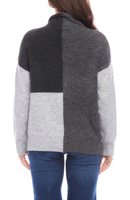 Shop Karen Kane Colorblock Funnel Neck Sweater In Gray