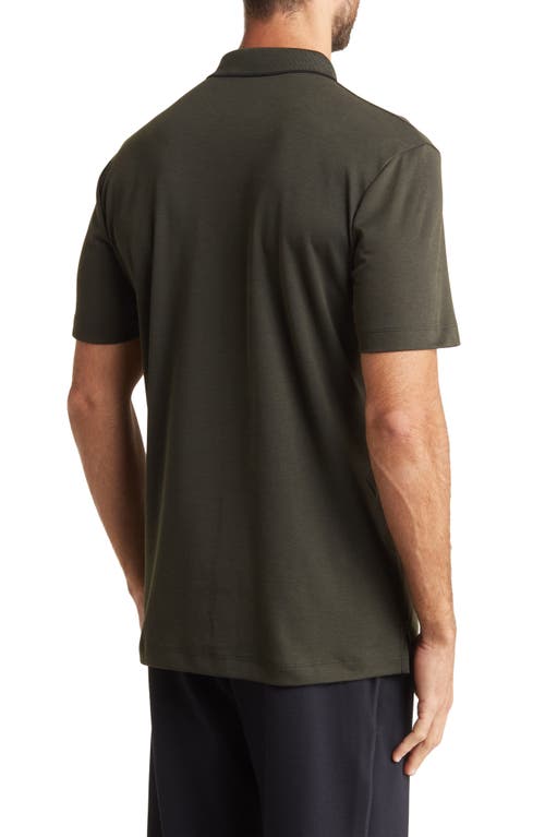 Theory Button Front Polo In Grove/black
