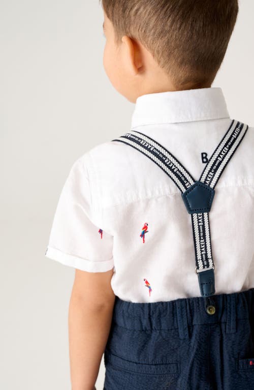 Shop Baker By Ted Baker Kids' Short Sleeve Button-up Shirt, Shorts, Bow Tie & Suspenders Set In Blue