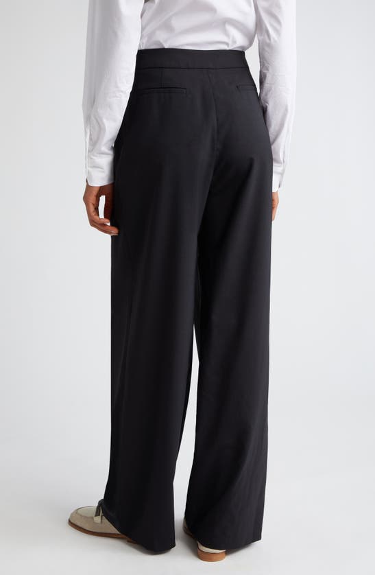 Eleventy Pleated Virgin Wool Blend Wide Leg Trousers In Black