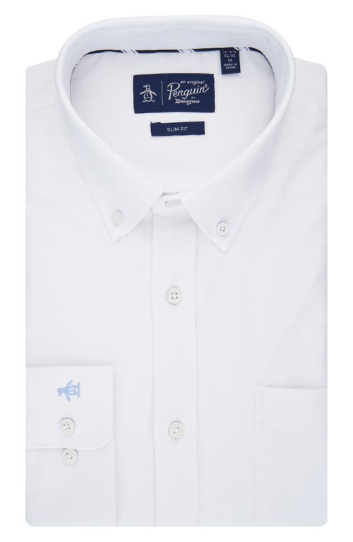 Original Penguin Abbot Brushed Oxford Slim Fit Dress Shirt In White