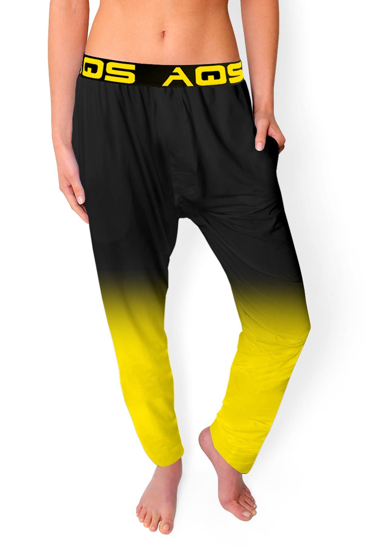 Aqs Ombre Lounge Pants In Black/yellow Ombre
