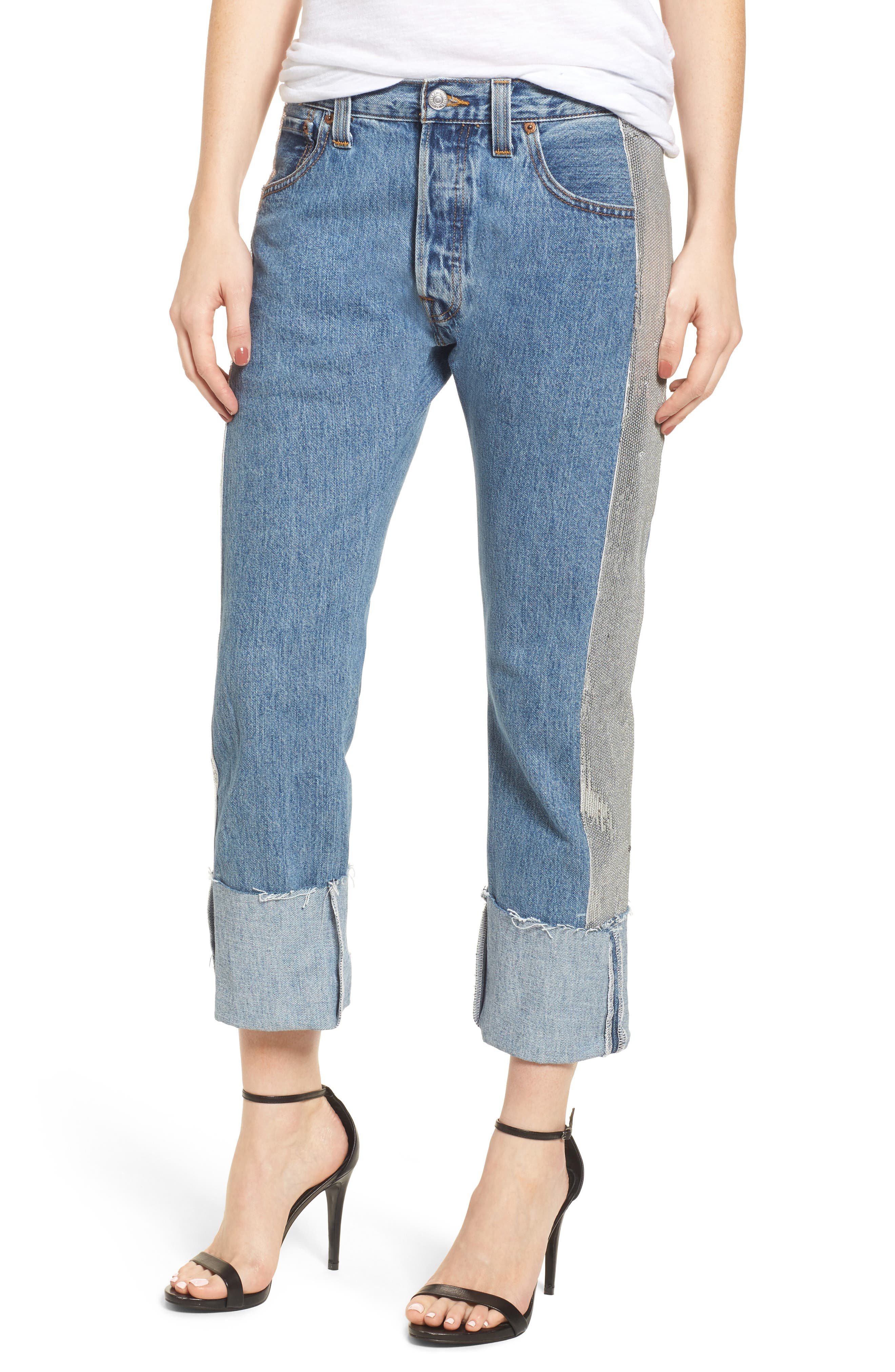 KENDALL + KYLIE Sequin Boyfriend Jeans Nordstrom