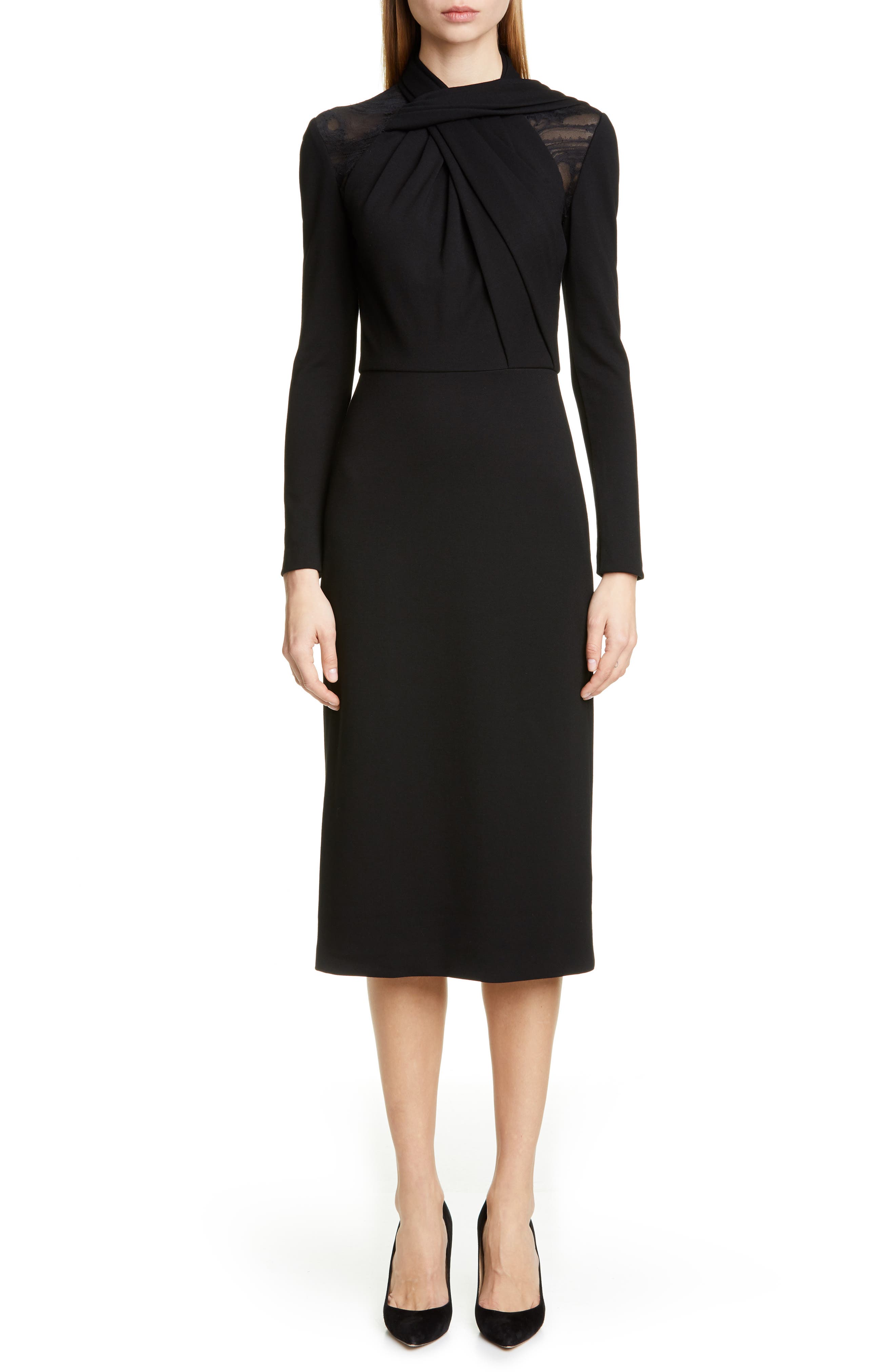 Jason Wu Collection Long Sleeve Twist Ponte Day Dress, Black