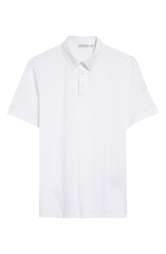 Shop Moncler Logo Patch Cotton Piqué Polo In White