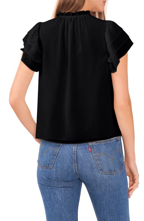 Shop 1.state Split Neck Flutter Sleeve Top In Rich Black