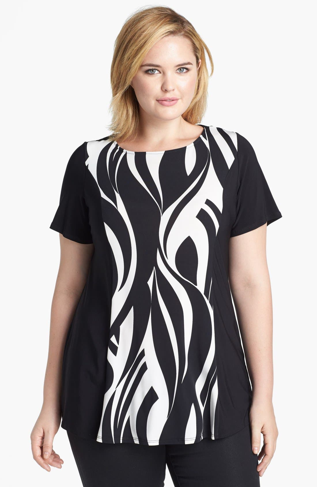 Evans Swirl Print Jersey Top (Plus Size) Nordstrom