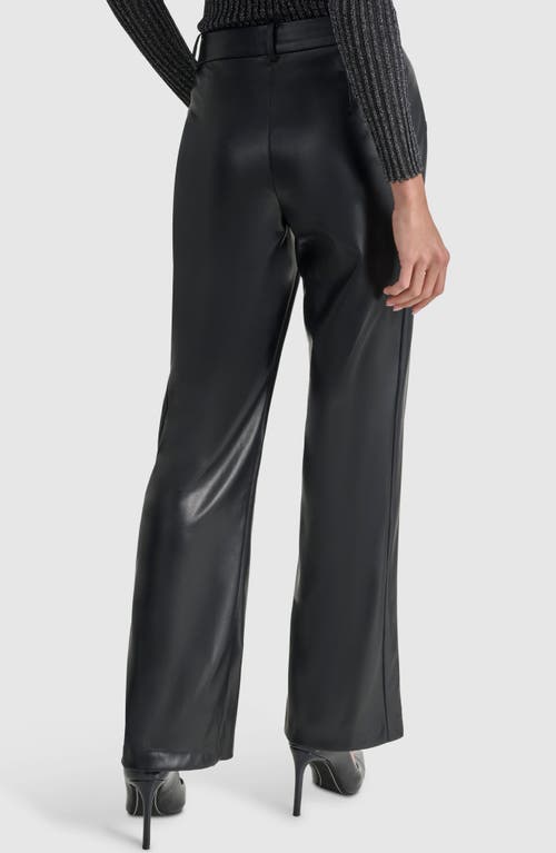 Shop Dkny Seam Detail Wide Leg Faux Leather Pants In Black