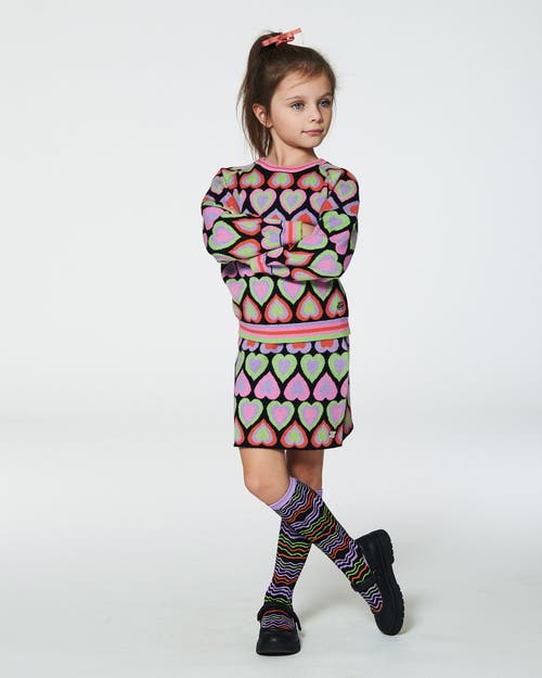 Shop Deux Par Deux Little Girl's Jacquard Hearts Sweater Multicolor In Hearts Jacquard