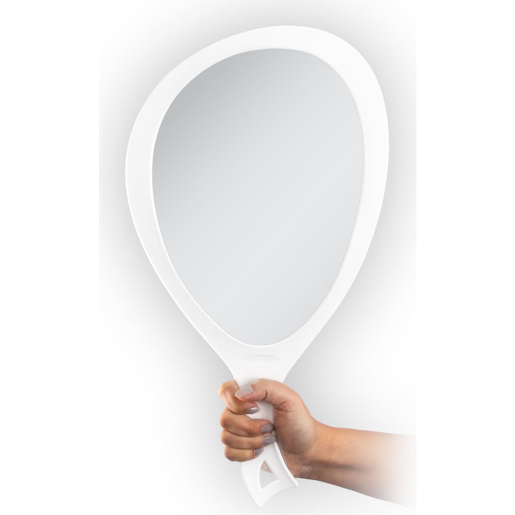 Zadro Xl Teardrop Handheld Mirror With Handle In White