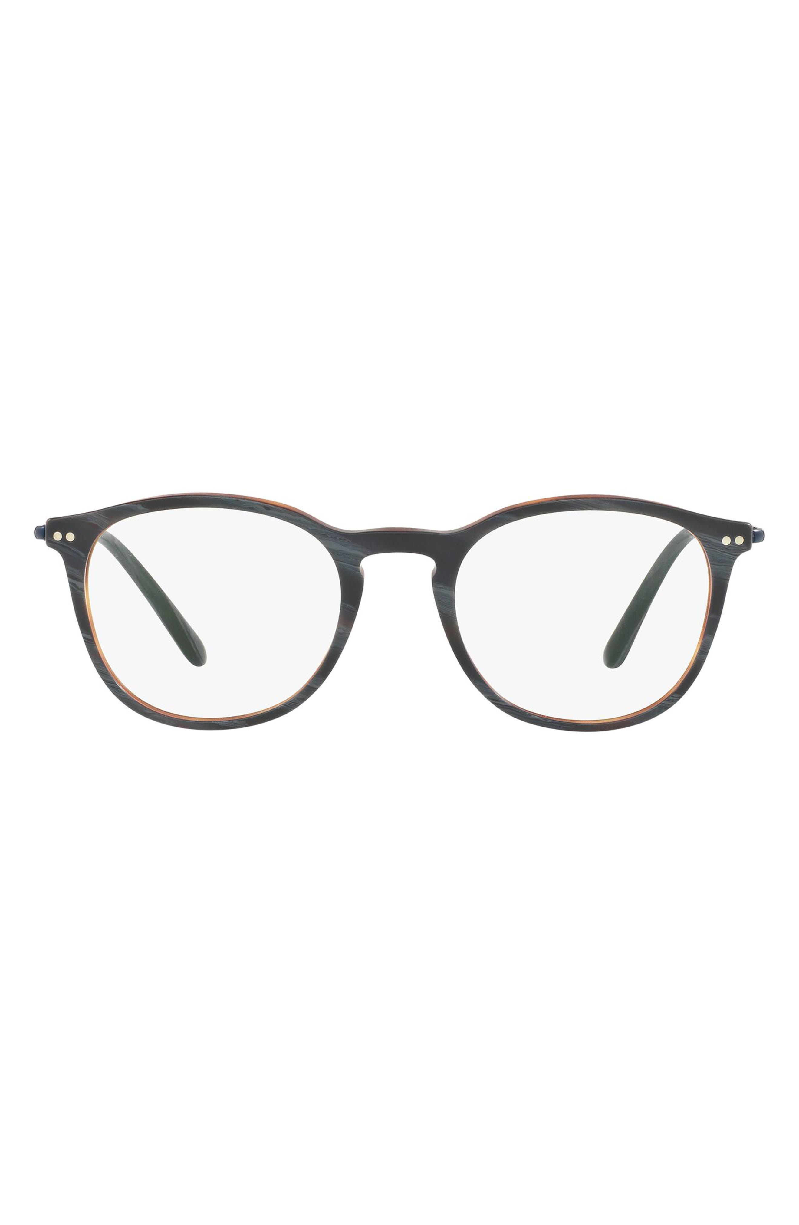 Giorgio Armani 52mm Round Optical Glasses in Matte Grey Horn/Demo Lens at Nordstrom