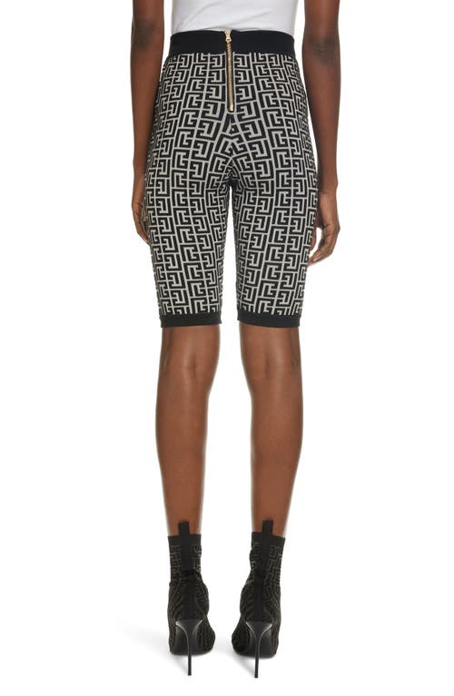 Shop Balmain Monogram Jacquard Bike Shorts In Ivoire/noir