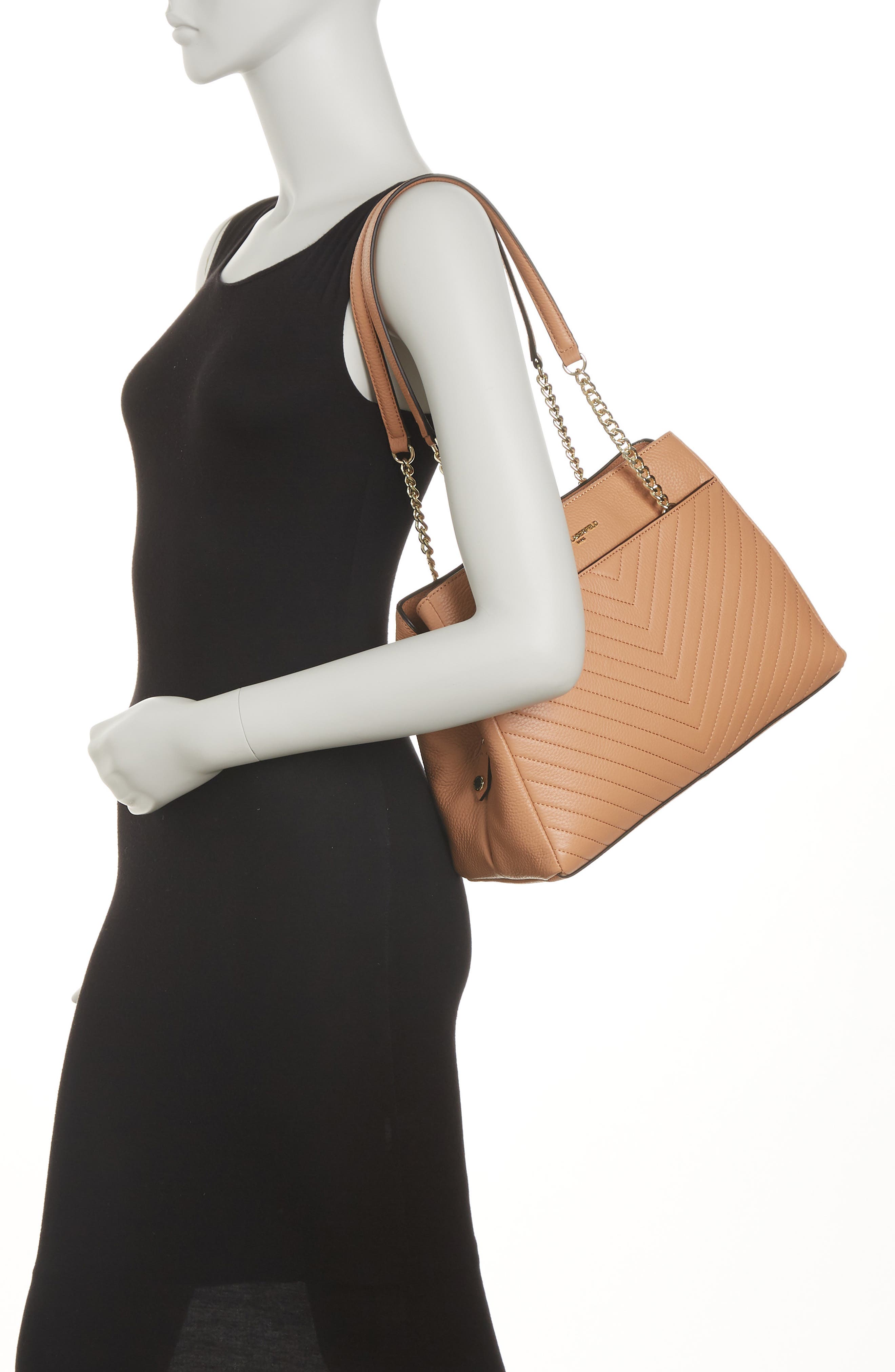 Karl Lagerfeld Charlotte Leather Tote Bag In Vicuna