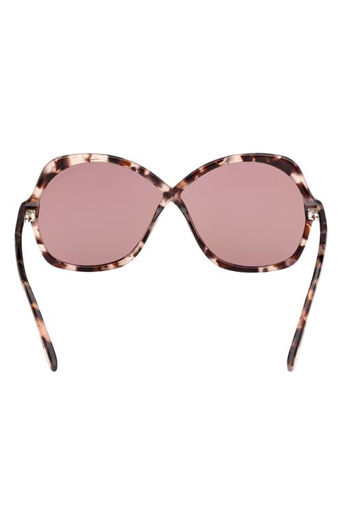 Tom Ford Rosemin Acetate Butterfly Sunglasses In Shiny Coloured Havana/pink