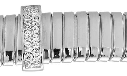 Chloe & Madison Chloe And Madison Cz Ribbed Bangle Bracelet In Silver