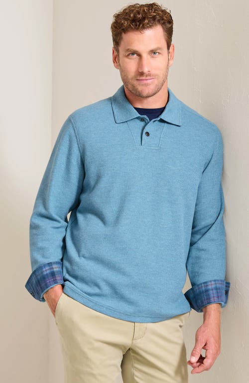 Shop Tommy Bahama Las Arias Long Sleeve Polo In Corfu Blue Heather