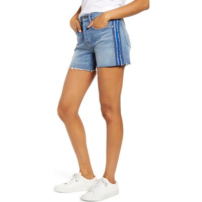 Hudson Jeans Jade Side Stripe Cutoff Boyfriend Shorts, Blue