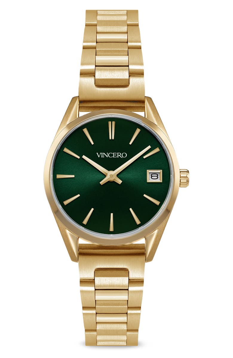 Vincero The Harper Bracelet Watch, 29mm, Main, color, Gold/Green