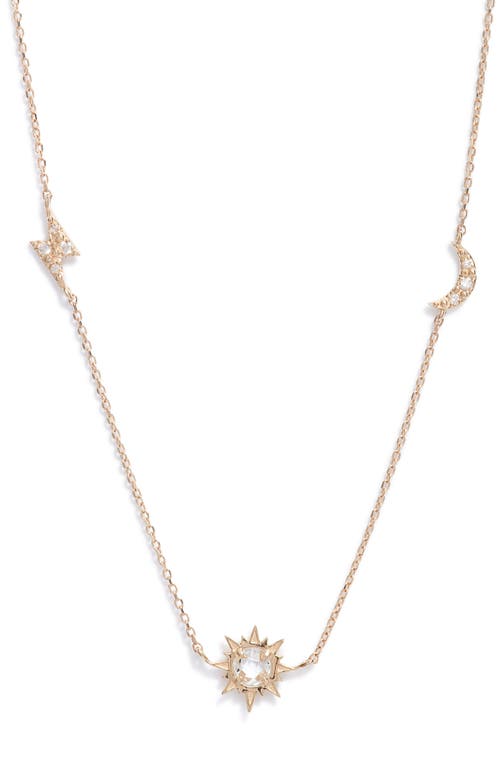 Anzie Luna Celestial Diamond Station Necklace in White Gold at Nordstrom, Size 17
