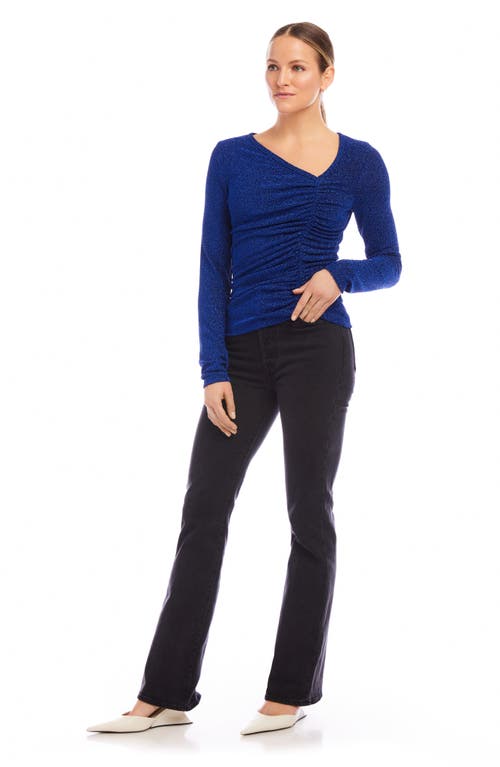 Shop Fifteen Twenty Krissy Asymmetric Neck Long Sleeve Top In Sapphire Blue