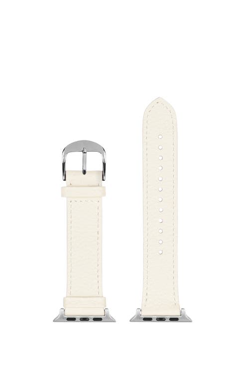 Hyer Goods Upcycled Leather Apple Watch Band In White/silver