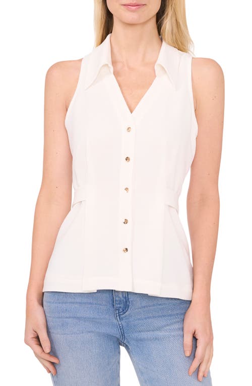 Cece Button-up Tank Top In Neutral