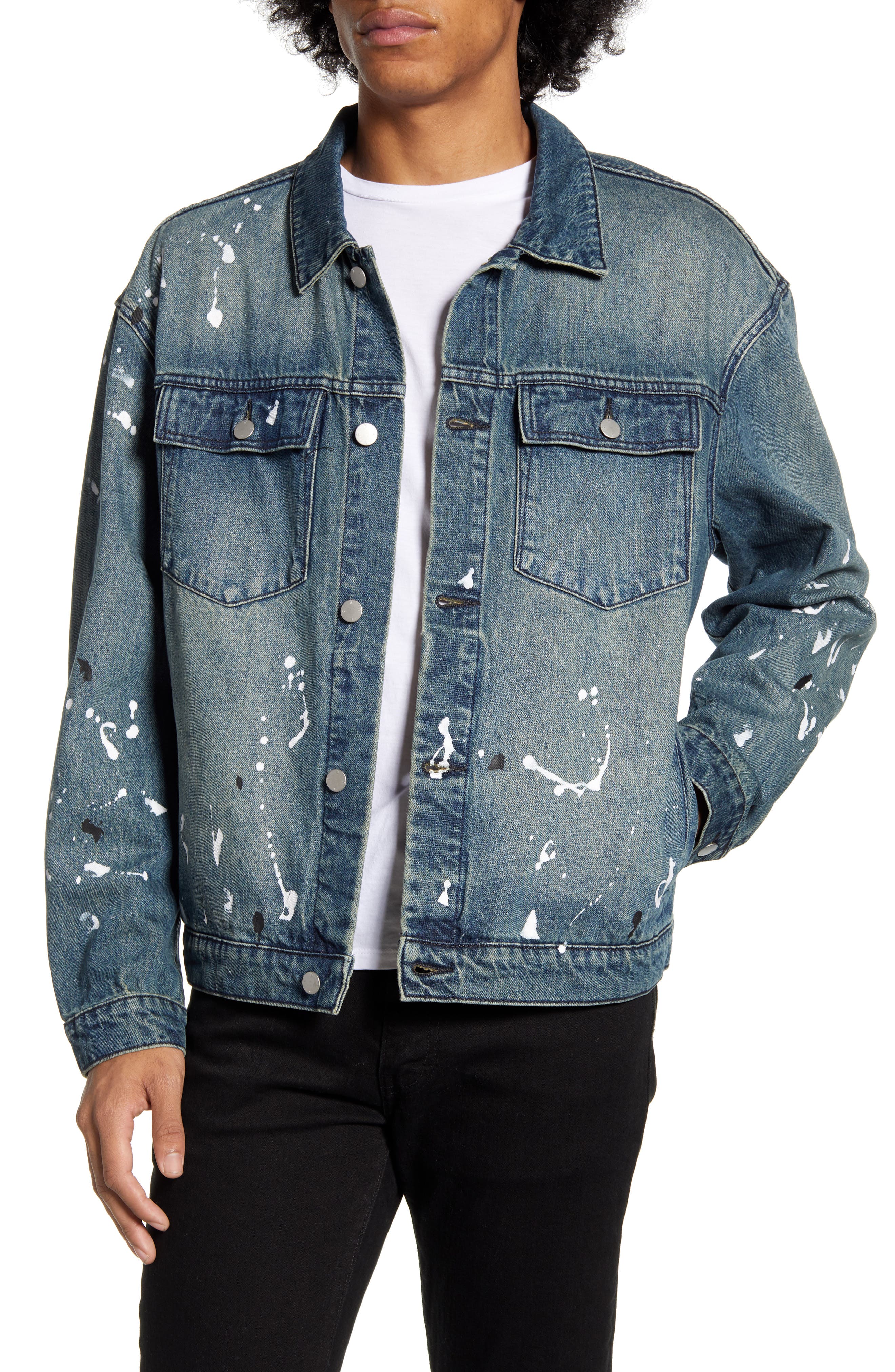 mens designer paint splatter jeans