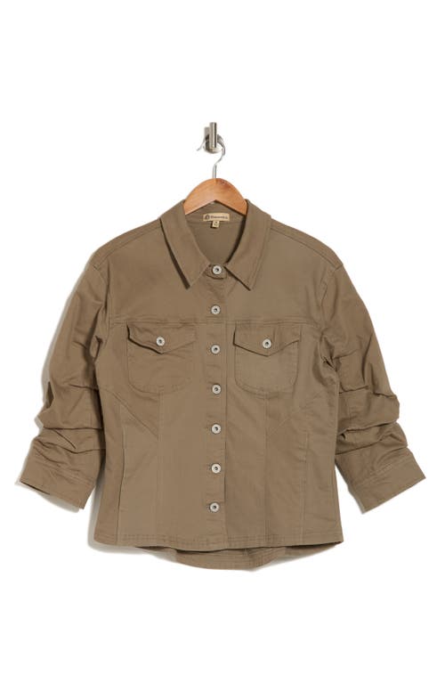 Democracy Cinch Sleeve Denim Jacket In Laurel Oak