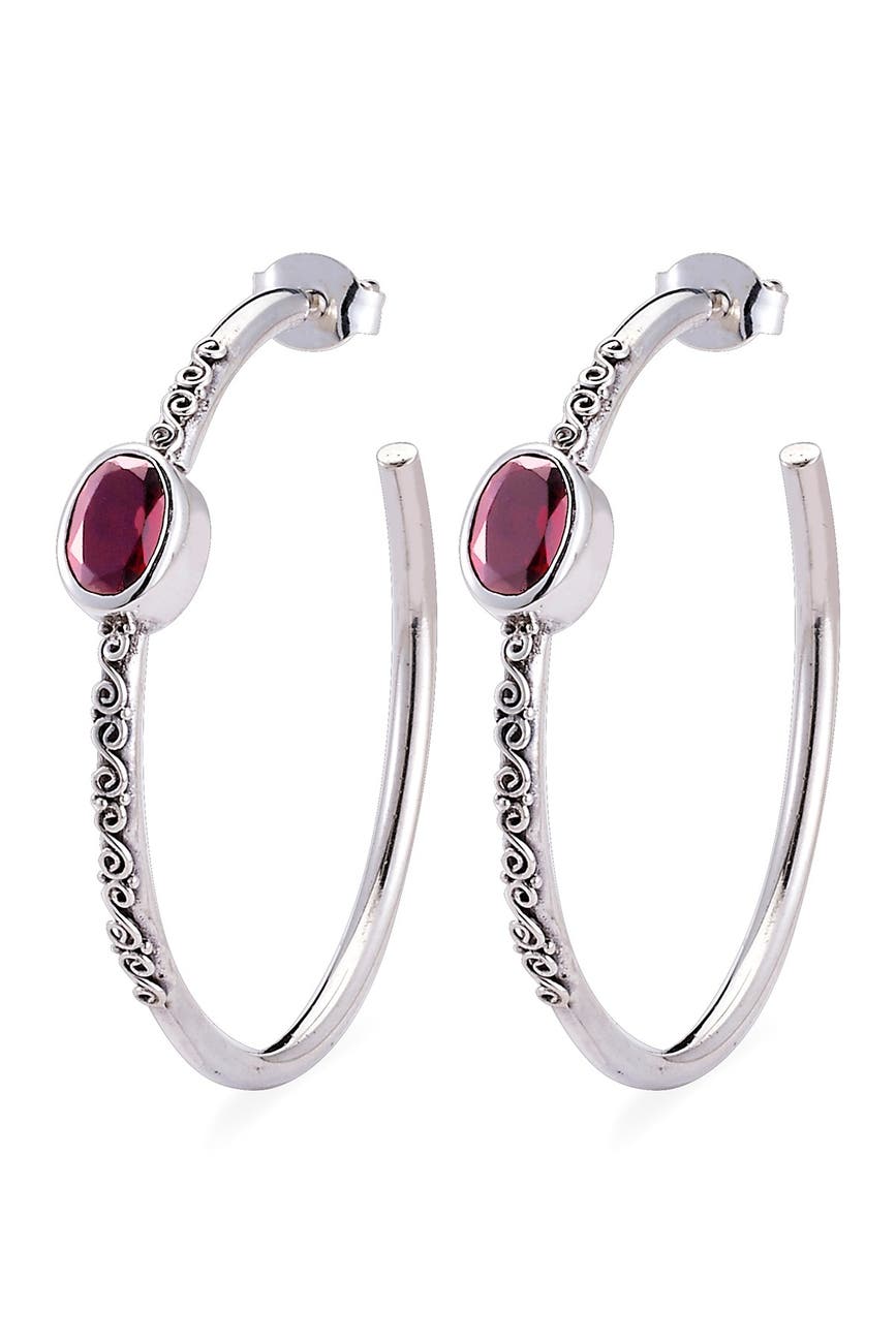 Samuel B Jewelry Sterling Silver Bezel Set Oval 47mm Hoop